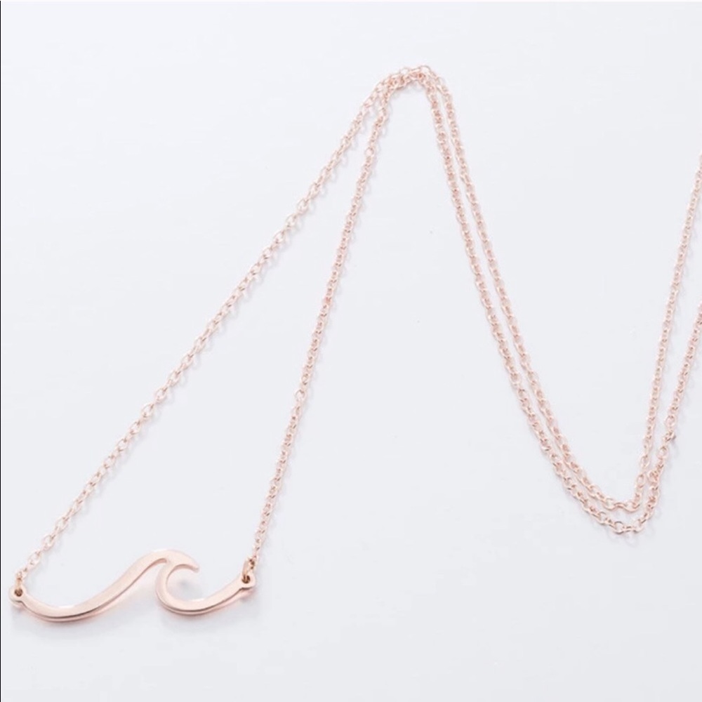 Rose Gold Wave Pendent Necklace